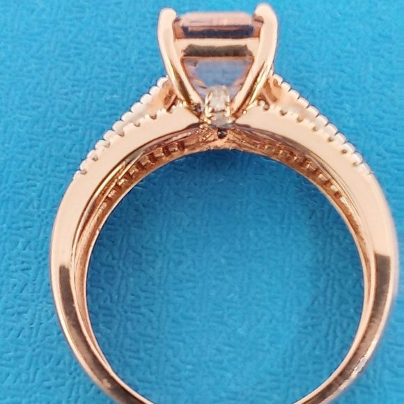 1.50ct morganite, 14k solid rose gold, diamond ring size 5. - Picture 6 of 10